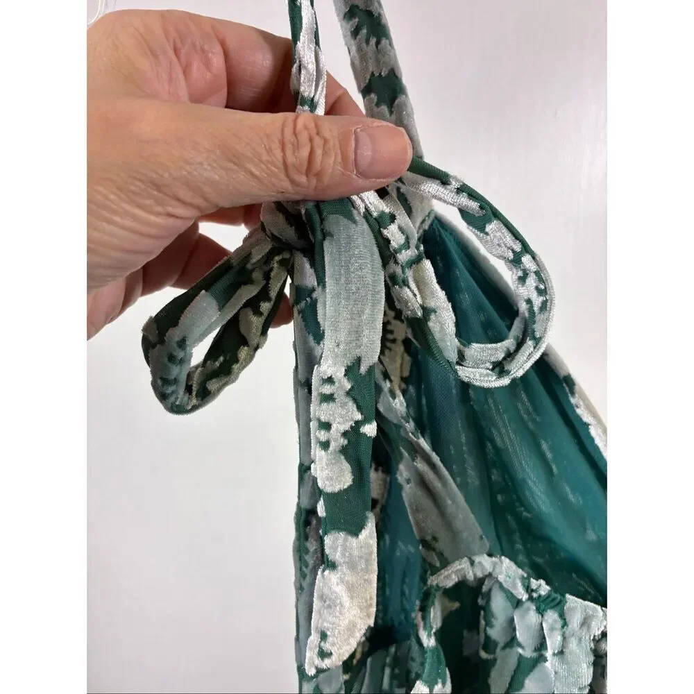 Intimately Free People NWT Floral Crushed Velvet Dress in Sage Size S